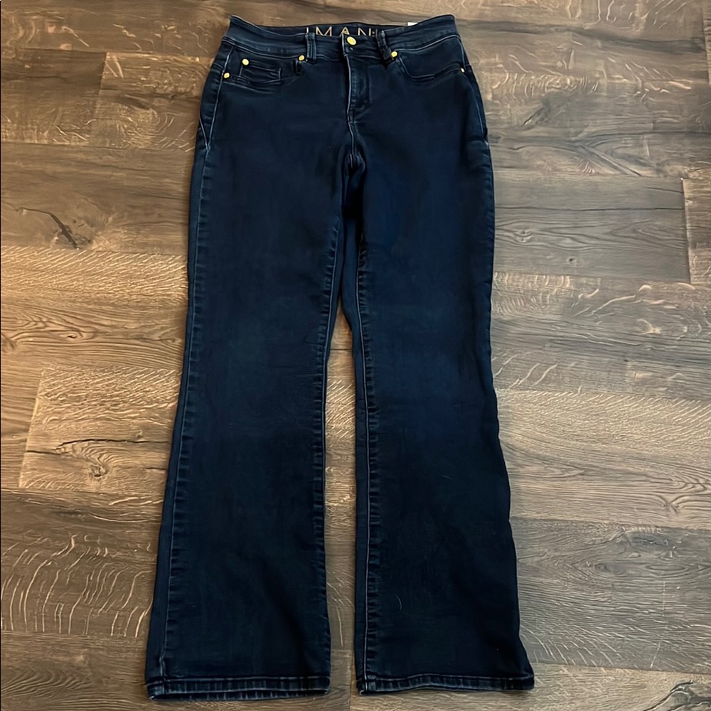 IMAN Women's Dark‎ Blue Jeans size 10 tall stretchy inseam 32 inches